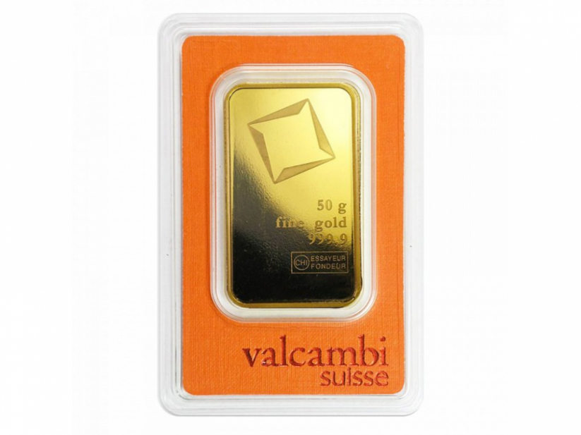 Investiční zlatý slitek 50g - Valcambi